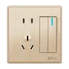 Painel de Tomada e Interruptor Tipo 86 Doméstico Elétrico Internacional Montagem Embutida na Parede Dourado Um Módulo Duplo Cinco Furos USB 16a Ar Condicionado