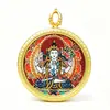 Novo Pingente Thangka Estilo Xizang Cinnabar Doze Signos Zodiacais Oito Divindades Guardiãs Pingente com Mantra de Seis Palavras Tridimensional em Relevo de Face Única