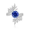 Anillo Abierto de Flor de Corte Rosa con Gema de Color de Venta Caliente Transfronterizo Europeo y Americano Chapado en Oro Real Diamante de Alto Carbono Estilo Hip Hop Anillo de Dedo