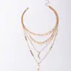 Europa y Estados Unidos collar de personalidad transfronterizo nuevo borla estrella Luna disco multicapa moda OL cadena larga para suéter mujer