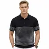 Camisa Polo de Punto para Hombre de Estilo Nuevo de Verano con Rayas Horizontales, Cuello con Botones y Mangas Cortas, Ropa para Hombre de Comercio Exterior Sj0151
