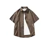 Exportación Transfronteriza Estilo Japonés Street Color Puro Verano Camisas de Manga Corta para Hombres y Mujeres Holgadas y Versátiles Estilo Bf Camisas y Chaquetas Casuales