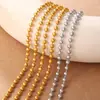 Colar Transfronteiriço Europeu e Americano Novo Vintage com Contas Douradas e de Aço, Design de Fecho Ot Moderno e Versátil, Gargantilha Simples de Contas Redondas