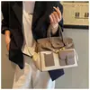 Bolso Grande de Bloques de Color de Moda Personalizado de Fábrica Versátil para Viajar Bolso Cruzado Sensación de Alta Gama Bolso de Mano para Mujer Bolso Platino