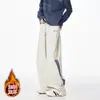 Pantalones Deportivos Casuales Rectos Gruesos con Forro de Polar Unisex de Moda para Otoño e Invierno Cálidos Sueltos Cómodos para el Trabajo