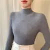 Top premium sin costuras cómodo de cuello medio alto que estiliza la línea del cuello, con estampado de espina de pescado, manga corta, versátil y práctico para mujer