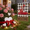 Decoración de Jardín Temática del Día de San Valentín Bandera de Bienvenida Bandera de Jardín de Lino de Doble Cara Decoración para Exteriores Bandera de Bienvenida Impresa En Stock