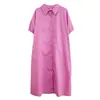 Camisa con cordón de algodón y lino de talla grande con diseño japonés, vestido holgado adelgazante de verano 2026