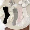 Meias Ruffled Dupla Camada Estilo Ballet Youjiaxiu, Verão Finas de Malha Respirável Meias Slouch Femininas Estilo Miu