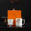 Set de regalo de tres piezas para taza de agua color jade, taza de oficina de porcelana blanca, taza de té de cerámica para el hogar, regalo de negocios para clientes