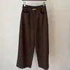 Calças retas elásticas para mulheres, corte solto e relaxado, emagrecedoras e versáteis, cintura alta, emagrecedoras, casuais e adequadas para o trabalho ou para ir ao trabalho, calças pantalonas para mulheres