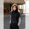 Chaleco de Punto Gris de Cuello Alto, Moderno y Elegante para Mujer, Único y Súper Atractivo para Otoño e Invierno, Perfecto para Usar en Capas con Suéteres