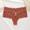 Ropa Interior Sexy de Encaje Europeo y Americano Talla Grande para Mujer Tanga de Encaje de Cintura Media Ropa Interior Sexy Caliente de Encaje para Mujer