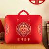 Conjunto de Quatro Peças para Casamento com Saco de Embalagem de Colcha de Casamento Vermelha Bolsa Festiva de Cetim Saco de Armazenamento de Dote de Casamento