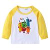 2026 Nova T-shirt Infantil Transfronteiriça Primavera e Outono Gola Redonda Desenho Animado Manga Longa Camisa Base para Meninos e Meninas Camiseta de Algodão para Bebê