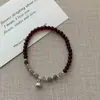 Novo Pulseira Empilhável com Pingente de Lótus Granate de Camada Dupla, Estilo Raposa Pequena Chinesa para Mulheres, Joia de Estilo Vintage de Nicho
