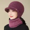 Chapéus de Inverno para Mulheres de Meia-Idade e Idosas, Chapéus de Lã Quentes de Tricô à Prova de Frio para Mulheres, Chapéus Grossos de Veludo de Algodão para Avós