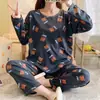 Pijama para Mujer Primavera y Otoño Estilo Coreano 2025 Manga Larga Lindo Traje de Dibujos Animados de Estudiante Suelto Traje de Ropa para el Hogar Otoño e Invierno