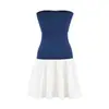 Top Tubo de Malha Patchwork Doce e Cool com Uma Alça, Vestido Tubo Curto, Novo da Primavera, Vestido Elástico Justo para Mulheres