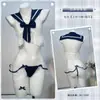 Diyi Miao Si Lencería Sexy Estilo Academia Tres Piezas Transparente Puro Deseo Pasión Juego de Rol Uniforme de Marinero A1127