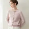 Suéter 100% cachemira pura para mujer, cuello redondo, tejido de trenzas, cárdigan grueso, jersey, capa base, corte holgado, abrigo de estilo nuevo