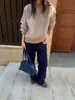 Suéter de Pelúcia Estilo Coreano Soltinho Preguiçoso para Mulheres Inverno Lã Quente Tricô para Mulheres 88209