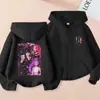 Sudadera con capucha informal holgada con cremallera y estampado de dibujos animados K-Pop, Sudadera con capucha de moda para niños de primavera y otoño, Chaqueta