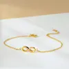 Pulsera de Acero de Titanio con Microincrustaciones de Diamante en Forma de Infinito Ocho para Mujer, Versátil, de Alta Gama, para Verano, de Alta Calidad, Accesorio que No se Desvanece