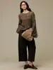Suéter de fio mesclado 100% lã suéter de fleece escovado suéter de tricô vazado com lantejoulas nova blusa solta feminina para o início do outono