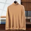 Suéter de punto de lana de cachemira para hombre, liso, de cuello alto, simple, casual, de color sólido, venta al por mayor transfronteriza