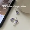 Joyería Coreana Ins Nicho Simple Plata Brillante Plata de Ley S925 Colgante de Gota de Agua Zirconia Púrpura Nicho de Alta Gama Mujeres