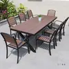 Mesa e Cadeiras de Madeira Plástica para Exterior Pátio Madeira Anticorrosiva Mesa de Jantar de Lazer ao Ar Livre Jardim Varanda ao Ar Livre Conjunto de Mesa e Cadeiras de Café