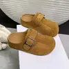Zapatos tipo Birkenstock sin cordones de suela gruesa Baotou para mujer, calzado de otoño para exteriores, mules slip-on 2026, zapatos cómodos con aumento de altura interior
