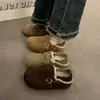 Sandálias Birkenstock Simples de Solado Grosso Estilo Coreano para Mulheres, Sapatos Antiderrapantes para Outono e Inverno, Sapatos de Algodão Preguiçosos, Sapatos Femininos com Biqueira e Veludo