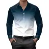 2026 Camisa Casual Masculina Plus Size Estilo Simples de Negócios Estampa Degradê Camisa Casual Transfronteiriça Roupa Masculina