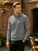 Ropa de hombre de eBay transfronteriza: Sudadera estilo americano con cuello alto texturizado jacquard para primavera y otoño, manga larga, con tapeta de color contrastante y parches en los codos