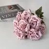 Ramo de Nueve Cabezas de Rosas de Diamante Flores de Seda para Decoración de Celebración de Boda, Flores Artificiales para Decoración del Hogar, Flores para Pasillo de Boda
