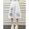 Jeans bordados de dibujos animados Chao Li Youhuo para mujer, nuevo estilo de verano, holgados, adelgazantes, modernos, versátiles, pantalones acampanados cropped