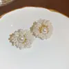 Brincos de Agulha Prata com Diamantes e Pérolas, Design de Borla em Flor, Brincos Estilosos e Luxuosos com um Toque de Alto Padrão