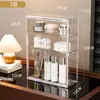 Caja de Almacenamiento de Cosméticos Acrílica Transparente a Prueba de Polvo de 3 Capas Soporte de Exhibición Magnético para Montar en la Pared Caja de Almacenamiento de Lápices Labiales para Tocador