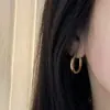 Pendientes de Aro Hueco de Moda Europeos y Americanos Todo-partido para Mujer, Metal Glaseado Distintivo Simple, Estilo Frío, Pendiente de Aro Francés