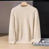 Suéter de cachemira estilo bebé para hombre, cuello alto medio, color liso, tejido grueso, casual y apto para negocios, capa base suave y cómoda