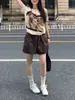 Elegante y único conjunto de dos piezas estilo coreano con camiseta de manga corta de ilusión para mujer, un top de verano único y hermoso increíblemente favorecedor