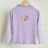 Camiseta interior para niña con forro polar 2024 otoño e invierno nueva cuello medio alto engrosada camiseta de bebé top de manga larga para niños