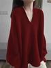 Nuevo Suéter Retro de Estilo Perezoso Otoño e Invierno 100% Lana Retro Cuello V Maillard de Longitud Media Suave y Sedoso Cachemir Camiseta Básica