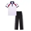 Traje de Verão, Uniforme de Turma do Ensino Fundamental II, Camisa Polo Solta de Manga Curta Estilo College, Conjunto de Três Peças de Uniforme de Formatura para Alunos do Ensino Médio e Fundamental