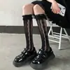 Calcetines con Ribete de Encaje Estilo Japonés para Mujer Primavera y Otoño de Media Pantorrilla Calcetines con Lazo y Volantes Lolita Corazón Dulce Calcetines de Princesa