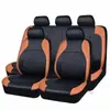 Lingge Cubierta de Asiento de Coche de Cuero PU Transfronteriza Bordado Acolchado de Comercio Exterior Soporte de Cuero Juego de 9 Piezas Cuero Universal Venta Directa de Fábrica