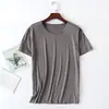 Camiseta Masculina de Seda de Leite Manga Curta Gola Redonda Camiseta Básica Casual Cor Sólida Esportiva Tamanho Plus Size Modelagem Solta