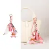 Novo Lenço de Seda de Moda de Luxo Borla de Couro Pingente de Coração Ornamento Tecido para Bolsa Chaveiro de Carro